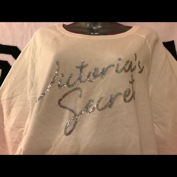 Victoria Secret Bling Sweatshirt Cream - Picture 3 of 4